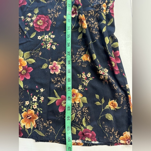 Vintage Victoria Holley Black Red Orange Floral Short Sleeve Maxi Dress Size 12P - Picture 3 of 5